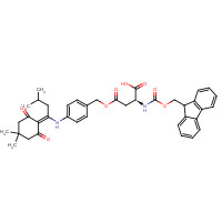 269066-08-2 L-Aspartic acid, N-[(9H-fluoren-9-ylmethoxy)carbonyl]-, 4-[[4-[[1-(4,4-dimethyl-2,6-dioxocyclohexylidene)-3-methylbutyl]amino]phenyl]methyl] ester chemical structure