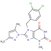 1019100-13-0 1H-Purine-2,6-dione, 7-[(3,4-dichlorophenyl)methyl]-8-(3,5-dimethyl-1H-pyrazol-1-yl)-3,7-dihydro-3-methyl- chemical structure