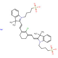 115970-66-6 2-[2-[2-Chloro-3-[2-[1,3-dihydro-3,3-dimethyl-1-(4-sulfobutyl)-2H-indol-2-ylidene]ethylidene]-1-cyclohexen-1-yl]ethenyl]-3,3-dimethyl-1-(4-sulfobutyl)-3H-indolium inner salt sodium salt chemical structure