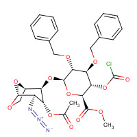 87907-02-6 (2S,3S,4S,5R,6R)-Methyl 6-((1R,2S,3R,4R,5R)-3-acetoxy-4-azido-6,8-dioxabicyclo[3,2,1]octan-2-yloxy)-4,5-bis(benzyloxy)-3-(chlorocarbonyloxy)tetrahydro-2H-pyran-2-carboxylate chemical structure