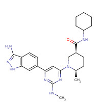 1227911-45-6 (3S,6R)-1-(6-(3-amino-1H-indazol-6-yl)-2-(methylamino)pyrimidin-4-yl)-N-cyclohexyl-6-methylpiperidine-3-carboxamide chemical structure