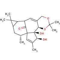 77573-43-4 (6R)-6,6aβ,7aβ,8,9,12,12a,12bβ-Octahydro-12α,12aα-dihydroxy-2,2,7,7,9β,11-hexamethyl-7H-6β,9aβ-methano-4H-cyclopenta[9,10]cyclopropa[5,6]cyclodeca[1,2-d]-1,3-dioxin-13-one chemical structure