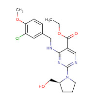 330785-83-6 ethyl 4-{[(3-chloro-4-methoxyphenyl)methyl]amino}-2-[(2S)-2-(hydroxymethyl) pyrrolidin-1-yl]pyrimidine-5-carboxylate chemical structure