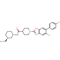 1312815-93-2 1-[5-chloro-6-(4-chlorophenyl)-1,3-benzoxazol-2-yl]-N-[(1S,3S)-3-(hydroxymethyl)cyclohexyl]piperidine-4-carboxamide chemical structure