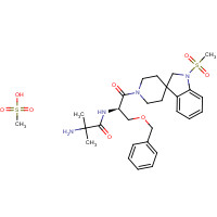 214962-40-0 2-amino-2-methyl-N-[(2R)-1-(1-methylsulfonylspiro[2H-indole-3,4'-piperidine]-1'-yl)-1-oxo-3-phenylmethoxypropan-2-yl]propanamide;methanesulfonic acid chemical structure