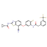 1228591-30-7 N-[7-cyano-6-[4-fluoro-3-[[2-[3-(trifluoromethyl)phenyl]acetyl]amino]phenoxy]-1,3-benzothiazol-2-yl]cyclopropanecarboxamide chemical structure