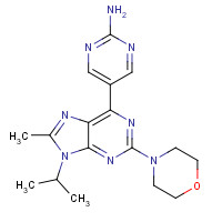 1246560-33-7 5-(8-methyl-2-morpholin-4-yl-9-propan-2-ylpurin-6-yl)pyrimidin-2-amine chemical structure