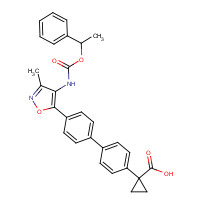 1257213-50-5 1-[4-[4-[3-methyl-4-[[(1R)-1-phenylethoxy]carbonylamino]-1,2-oxazol-5-yl]phenyl]phenyl]cyclopropane-1-carboxylic acid chemical structure