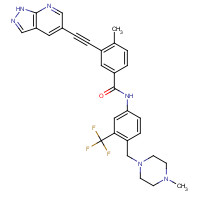 1257628-77-5 4-methyl-N-[4-[(4-methylpiperazin-1-yl)methyl]-3-(trifluoromethyl)phenyl]-3-[2-(1H-pyrazolo[3,4-b]pyridin-5-yl)ethynyl]benzamide chemical structure