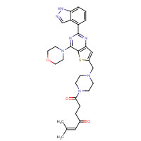 1276105-89-5 1-[4-[[2-(1H-indazol-4-yl)-4-morpholin-4-ylthieno[3,2-d]pyrimidin-6-yl]methyl]piperazin-1-yl]-6-methylhept-5-ene-1,4-dione chemical structure