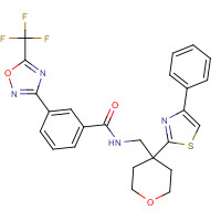 1314890-29-3 N-[[4-(4-phenyl-1,3-thiazol-2-yl)oxan-4-yl]methyl]-3-[5-(trifluoromethyl)-1,2,4-oxadiazol-3-yl]benzamide chemical structure