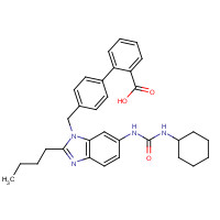 133085-33-3 2-[4-[[2-butyl-6-(cyclohexylcarbamoylamino)benzimidazol-1-yl]methyl]phenyl]benzoic acid chemical structure