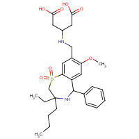 1345982-69-5 3-[[(3R,5R)-3-butyl-3-ethyl-7-methoxy-1,1-dioxo-5-phenyl-4,5-dihydro-2H-1$l^{6},4-benzothiazepin-8-yl]methylamino]pentanedioic acid chemical structure