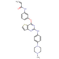1353550-13-6 N-[3-[2-[4-(4-methylpiperazin-1-yl)anilino]thieno[3,2-d]pyrimidin-4-yl]oxyphenyl]prop-2-enamide chemical structure