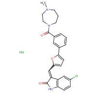 1353859-00-3 (3E)-5-chloro-3-[[5-[3-(4-methyl-1,4-diazepane-1-carbonyl)phenyl]furan-2-yl]methylidene]-1H-indol-2-one;hydrochloride chemical structure