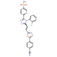 1380672-07-0 4-[5-[(E)-2-[4-(2-chlorophenyl)-5-(5-methylsulfonylpyridin-2-yl)-1,2,4-triazol-3-yl]ethenyl]-1,3,4-oxadiazol-2-yl]benzonitrile chemical structure