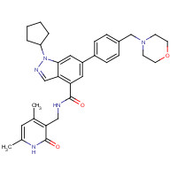 1396772-26-1 1-cyclopentyl-N-[(4,6-dimethyl-2-oxo-1H-pyridin-3-yl)methyl]-6-[4-(morpholin-4-ylmethyl)phenyl]indazole-4-carboxamide chemical structure