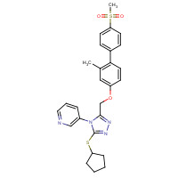 1418013-75-8 3-[3-cyclopentylsulfanyl-5-[[3-methyl-4-(4-methylsulfonylphenyl)phenoxy]methyl]-1,2,4-triazol-4-yl]pyridine chemical structure