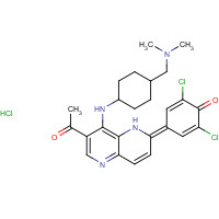 1431698-10-0 4-[7-acetyl-8-[[4-[(dimethylamino)methyl]cyclohexyl]amino]-1H-1,5-naphthyridin-2-ylidene]-2,6-dichlorocyclohexa-2,5-dien-1-one;hydrochloride chemical structure