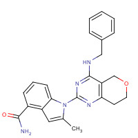 1542705-92-9 1-[4-(benzylamino)-7,8-dihydro-5H-pyrano[4,3-d]pyrimidin-2-yl]-2-methylindole-4-carboxamide chemical structure