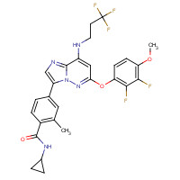 1554458-53-5 N-cyclopropyl-4-[6-(2,3-difluoro-4-methoxyphenoxy)-8-(3,3,3-trifluoropropylamino)imidazo[1,2-b]pyridazin-3-yl]-2-methylbenzamide chemical structure