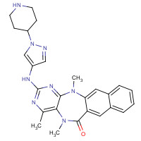 1613724-42-7 4,5,13-Trimethyl-2-((1-(piperidin-4-yl)-1H-pyrazol-4-yl)amino)-5H-naphtho[2,3-e]pyrimido[5,4-b][1,4]diazepin-6(13H)-one chemical structure