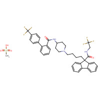 202914-84-9 methanesulfonic acid;N-(2,2,2-trifluoroethyl)-9-[4-[4-[[2-[4-(trifluoromethyl)phenyl]benzoyl]amino]piperidin-1-yl]butyl]fluorene-9-carboxamide chemical structure