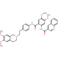 206873-63-4 N-[2-[[4-[2-(6,7-dimethoxy-3,4-dihydro-1H-isoquinolin-2-yl)ethyl]phenyl]carbamoyl]-4,5-dimethoxyphenyl]quinoline-3-carboxamide chemical structure