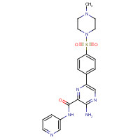 486424-20-8 3-amino-6-[4-(4-methylpiperazin-1-yl)sulfonylphenyl]-N-pyridin-3-ylpyrazine-2-carboxamide chemical structure