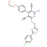 544417-40-5 2-amino-6-[[2-(4-chlorophenyl)-1,3-thiazol-4-yl]methylsulfanyl]-4-[4-(2-hydroxyethoxy)phenyl]pyridine-3,5-dicarbonitrile chemical structure
