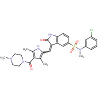 658084-23-2 (3Z)-N-(3-chlorophenyl)-3-[[3,5-dimethyl-4-(4-methylpiperazine-1-carbonyl)-1H-pyrrol-2-yl]methylidene]-N-methyl-2-oxo-1H-indole-5-sulfonamide chemical structure