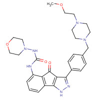 784210-88-4 1-[3-[4-[[4-(2-methoxyethyl)piperazin-1-yl]methyl]phenyl]-4-oxo-1H-indeno[1,2-c]pyrazol-5-yl]-3-morpholin-4-ylurea chemical structure