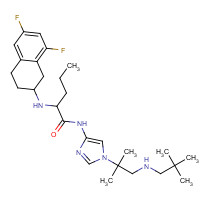 865773-15-5 (2S)-2-[[(2S)-6,8-difluoro-1,2,3,4-tetrahydronaphthalen-2-yl]amino]-N-[1-[1-(2,2-dimethylpropylamino)-2-methylpropan-2-yl]imidazol-4-yl]pentanamide chemical structure