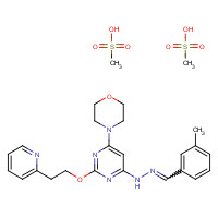 870087-36-8 methanesulfonic acid;N-[(E)-(3-methylphenyl)methylideneamino]-6-morpholin-4-yl-2-(2-pyridin-2-ylethoxy)pyrimidin-4-amine chemical structure