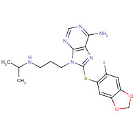873436-91-0 8-[(6-iodo-1,3-benzodioxol-5-yl)sulfanyl]-9-[3-(propan-2-ylamino)propyl]purin-6-amine chemical structure