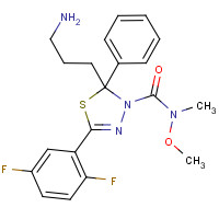 885060-09-3 (2S)-2-(3-aminopropyl)-5-(2,5-difluorophenyl)-N-methoxy-N-methyl-2-phenyl-1,3,4-thiadiazole-3-carboxamide chemical structure