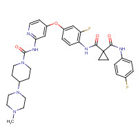 928037-13-2 1-N&apos;-[2-fluoro-4-[2-[[4-(4-methylpiperazin-1-yl)piperidine-1-carbonyl]amino]pyridin-4-yl]oxyphenyl]-1-N-(4-fluorophenyl)cyclopropane-1,1-dicarboxamide chemical structure