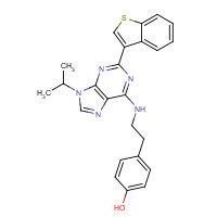 1227633-49-9 4-[2-[[2-(1-benzothiophen-3-yl)-9-propan-2-ylpurin-6-yl]amino]ethyl]phenol chemical structure