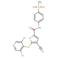 1247825-37-1 4-cyano-5-(3,5-dichloropyridin-4-yl)sulfanyl-N-(4-methylsulfonylphenyl)thiophene-2-carboxamide chemical structure