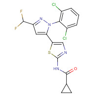 1338247-30-5 N-[5-[2-(2,6-dichlorophenyl)-5-(difluoromethyl)pyrazol-3-yl]-1,3-thiazol-2-yl]cyclopropanecarboxamide chemical structure
