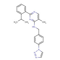 1572414-83-5 5-methyl-2-(2-propan-2-ylphenyl)-N-[[4-(triazol-1-yl)phenyl]methyl]pyrimidin-4-amine chemical structure