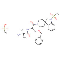 159752-10-0 2-amino-2-methyl-N-[(2R)-1-(1-methylsulfonylspiro[2H-indole-3,4&apos;-piperidine]-1&apos;-yl)-1-oxo-3-phenylmethoxypropan-2-yl]propanamide;methanesulfonic acid chemical structure