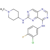 196612-93-8 4-N-(3-chloro-4-fluorophenyl)-6-N-(1-methylpiperidin-4-yl)pyrimido[5,4-d]pyrimidine-4,6-diamine chemical structure