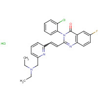 199655-36-2 3-(2-chlorophenyl)-2-[(E)-2-[6-(diethylaminomethyl)pyridin-2-yl]ethenyl]-6-fluoroquinazolin-4-one;hydrochloride chemical structure