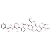 474645-27-7 (2S)-N-[(2S)-1-[[(3R,5S)-1-[(2S)-2-[(1R,2R)-3-[[(1S,2R)-1-hydroxy-1-phenylpropan-2-yl]amino]-1-methoxy-2-methyl-3-oxopropyl]pyrrolidin-1-yl]-3-methoxy-5-methyl-1-oxoheptan-4-yl]-methylamino]-3-methyl-1-oxobutan-2-yl]-3-methyl-2-(methylamino)butanamide chemical structure