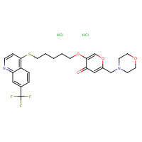 754240-09-0 2-(morpholin-4-ylmethyl)-5-[5-[7-(trifluoromethyl)quinolin-4-yl]sulfanylpentoxy]pyran-4-one;dihydrochloride chemical structure