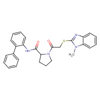 916141-36-1 (2S)-1-[2-(1-methylbenzimidazol-2-yl)sulfanylacetyl]-N-(2-phenylphenyl)pyrrolidine-2-carboxamide chemical structure