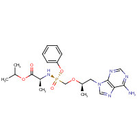 379270-37-8 propan-2-yl (2S)-2-[[[(2R)-1-(6-aminopurin-9-yl)propan-2-yl]oxymethyl-phenoxyphosphoryl]amino]propanoate chemical structure