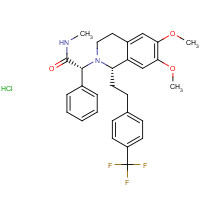 871224-63-4 (2R)-2-[(1S)-6,7-dimethoxy-1-[2-[4-(trifluoromethyl)phenyl]ethyl]-3,4-dihydro-1H-isoquinolin-2-yl]-N-methyl-2-phenylacetamide;hydrochloride chemical structure