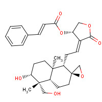 92062-36-7 [(3S,4E)-4-[2-[(1S,2S,4aS,5R,6R,8aR)-6-hydroxy-5-(hydroxymethyl)-5,8a-dimethylspiro[3,4,4a,6,7,8-hexahydro-1H-naphthalene-2,2'-oxirane]-1-yl]ethylidene]-5-oxooxolan-3-yl] (E)-3-phenylprop-2-enoate chemical structure